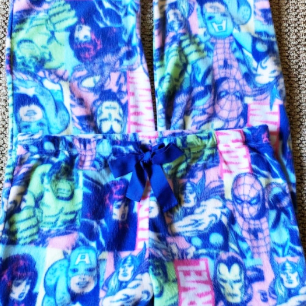 Sleep pants minky fleece womens new size XL (16-18) Marvel Heroes MJC inseam 31"